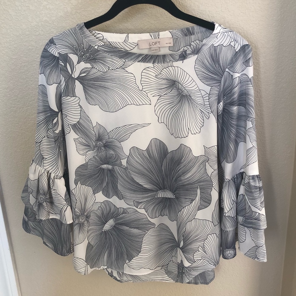 Loft Bell Sleeve Floral Blouse
